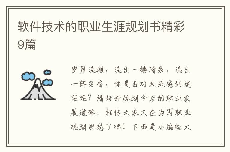 软件技术的职业生涯规划书精彩9篇