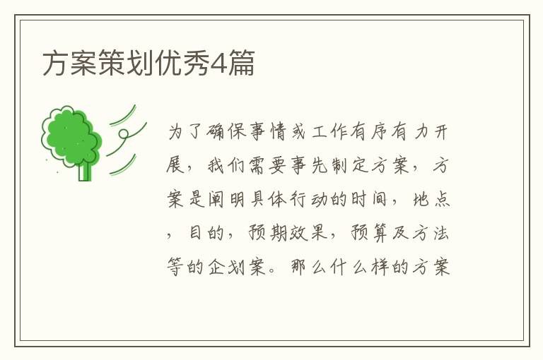 方案策划优秀4篇