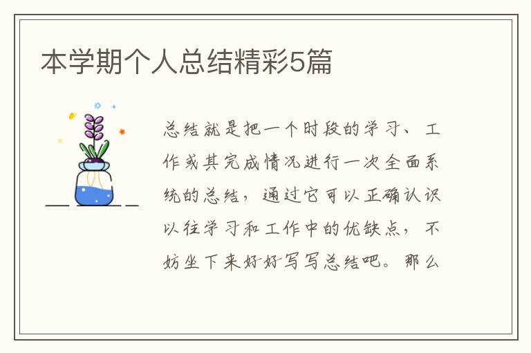 本学期个人总结精彩5篇