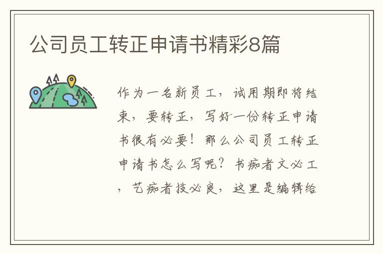 公司员工转正申请书精彩8篇