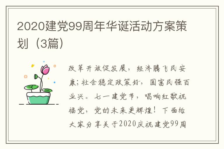 2020建党99周年华诞活动方案策划(3