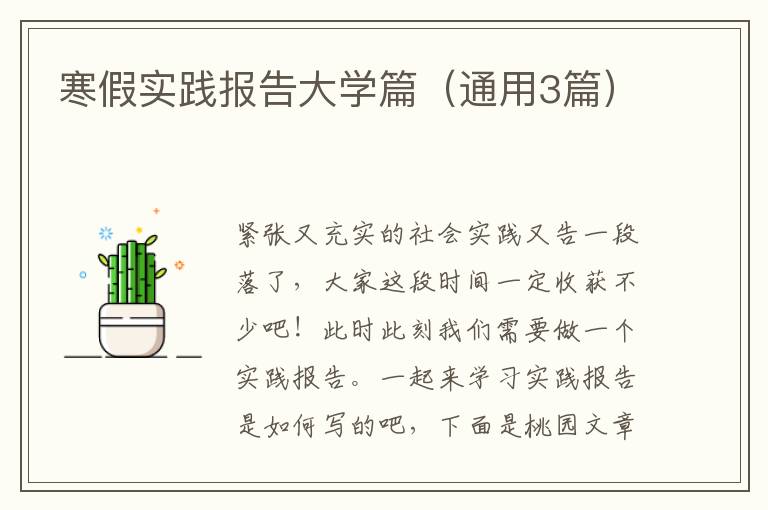 寒假实践报告大学篇（通用3篇）