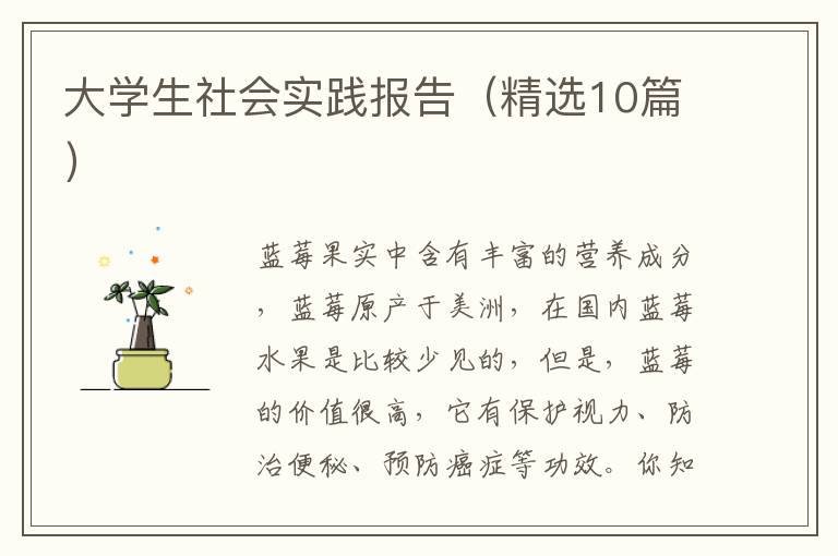 大学生社会实践报告(精选10篇)