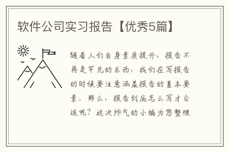 软件公司实习报告【优秀5篇】