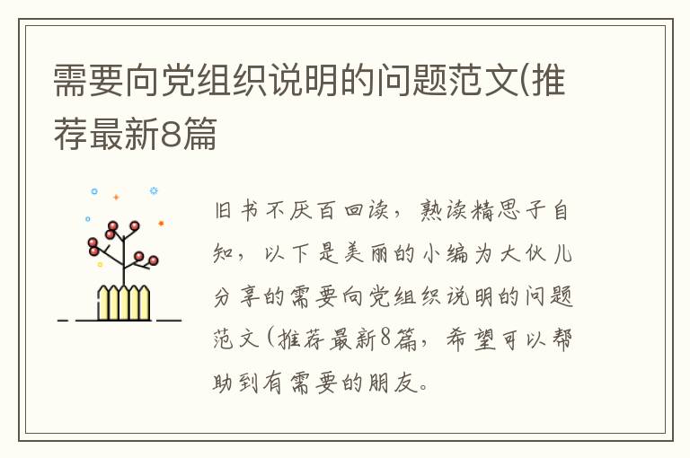 需要向党组织说明的问题范文(推荐最新8篇