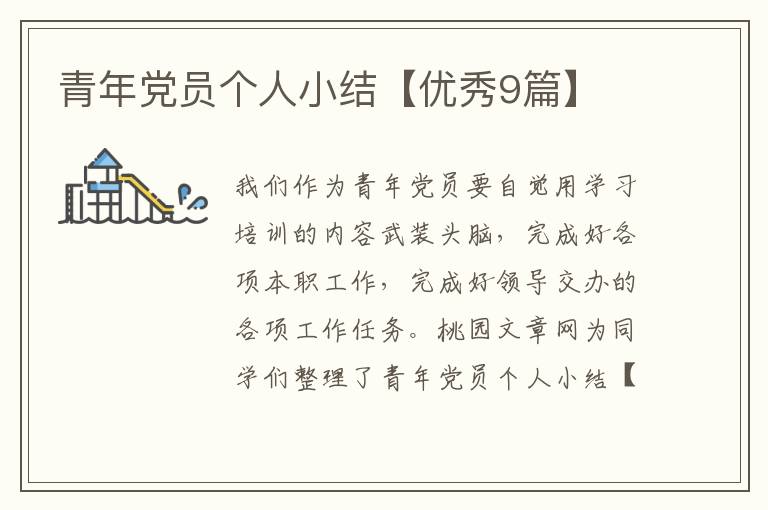 青年党员个人小结【优秀9篇】