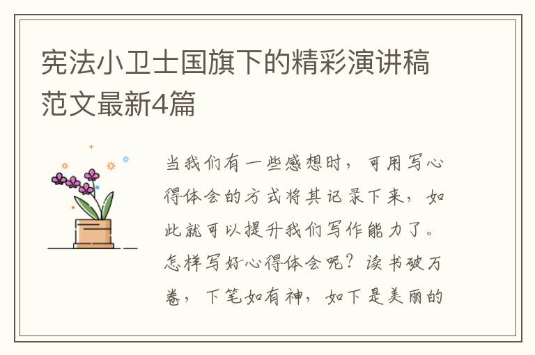 宪法小卫士国旗下的精彩演讲稿范文最新4篇