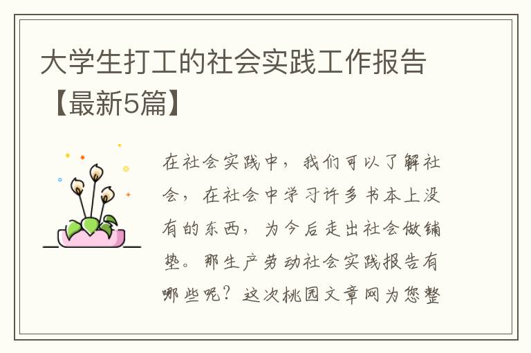 大学生打工的社会实践工作报告【最