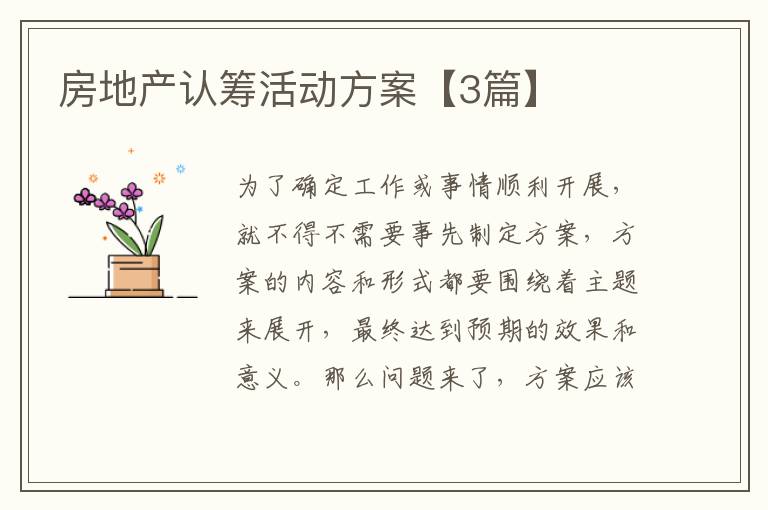 房地产认筹活动方案【3篇】