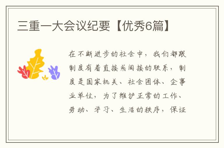 三重一大会议纪要【优秀6篇】